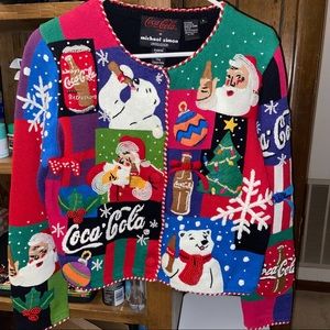 Michael Simon vtg Ugly Christmas Sweater CocoCola size Small RARE Hard to find!